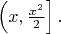 $\left(x,\frac{x^2}2\right].$