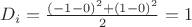 $D_i=\frac{(-1-0)^2+(1-0)^2}{2}=1$