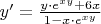 $\[y' = \frac{{y \cdot e^{xy}  + 6x}}{{1 - x \cdot e^{xy} }}\]$