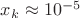 $x_k \approx 10^{-5}$