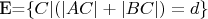 E=\left\{C | ( |AC|+|BC| )=d\right\}
