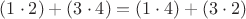 $(1\cdot 2)+(3\cdot 4)=(1\cdot 4)+(3\cdot 2)$