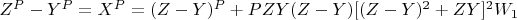 $Z^P-Y^P = X^P = (Z-Y)^P + PZY(Z-Y)[(Z-Y)^2 + ZY]^2W_1$
