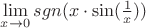 $\lim\limits_{x\to 0} sgn(x\cdot \sin(\frac{1}{x}))
