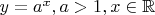$y=a^x, a>1, x \in \mathbb{R}$