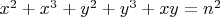 $x^2+x^3+y^2+y^3+xy=n^2$