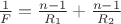 $\frac{1}{F} = \frac {n-1}{R_1}+\frac{n-1}{R_2}$
