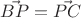$\vec{BP}=\vec{PC}$
