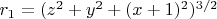 $r_1=(z^2+y^2+(x+1)^2)^{3/2}$
