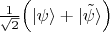 $\frac{1}{\sqrt{2}}\Bigl(\vert\psi\rangle+\vert\tilde{\psi}\rangle\Bigr)$
