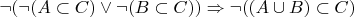 $ \neg(\neg(A \subset C) \vee \neg(B \subset C)) \Rightarrow \neg((A \cup B) \subset C)$