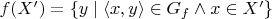 $f(X')=\{y \mid \langle x,y \rangle \in G_f \land x \in X' \}$