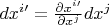 $dx^{i\prime}=\frac{\partial x^{i\prime}}{\partial x^j}dx^j$