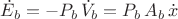 $\dot{E}_b=-P_b\,\dot{V}_b = P_b\,A_b\,\dot{x}$