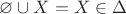 $\varnothing\cup X=X\in\Delta$