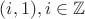 $(i, 1), i \in \mathbb{Z}$