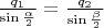 $\frac{q_1}{\sin\frac{\alpha}{2}}=\frac{q_2}{\sin\frac{\beta}{2}}$