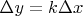 $\Delta y= k \Delta x$
