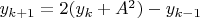 $y_{k+1}=2(y_k+A^2)-y_{k-1}$