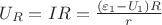 $U_{R} = IR = \frac{(\varepsilon_1 - U_1)R}{r}$ $U_{R} = IR = \frac{(\varepsilon_1 - U_1)R}{r}$