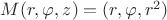 $M(r, \varphi, z) = (r, \varphi, r^2)$