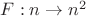 $F:n \to n^2$