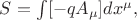 $S=\int[-qA_\mu]dx^\mu,$