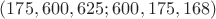 $(175,600,625;600,175,168)$
