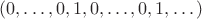$(0, &hellip;, 0, 1, 0, &hellip;, 0, 1, &hellip;)$