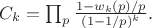 $C_k=\prod_{p} \frac {1-w_k(p)/p} {(1-1/p)^k}.$