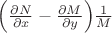 $\left(\frac{\partial{N}}{\partial{x}}-\frac{\partial{M}}{\partial{y}}\right)\!\frac{1}{M}$