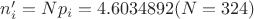 $n_i'=N p_i=4.6034892 (N=324)$