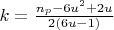 $ k = \frac{n_{p} - 6u^{2} + 2u}{2(6u - 1)} $
