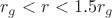 $r_g<r<1.5 r_g$