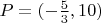 $P=(-\frac{5}{3},10)$