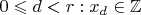 $0\leqslant d<r : x_d\in\mathbb{Z}$