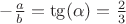 $-\frac{a}{b}=\tg(\alpha)=\frac{2}{3}$
