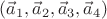 $(\vec a_1,\vec a_2,\vec a_3,\vec a_4)$