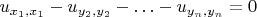 $u_{x_1,x_1}-u_{y_2,y_2} -\ldots - u_{y_{n},y_{n}}=0$