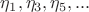 $\eta_1, \eta_3, \eta_5, ...$