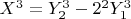 $X^3=Y_2^3-2^2Y_1^3$