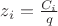 $z_i=\frac{C_i}{q}$