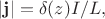 $|\mathbf{j}|=\delta(z)I/L,$