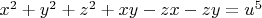 $x^2+y^2+z^2+xy-zx-zy=u^5$