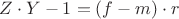 $ Z\cdot Y - 1 = (f - m)\cdot r $