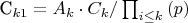C_{k1}=A_k \cdot C_k/\prod_{i\leq k}{(p)}
