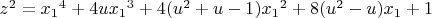 $z^2={x_1}^4+4u{x_1}^3+4(u^2+u-1){x_1}^2+8(u^2-u)x_1+1$