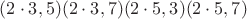 $(2\cdot3, 5) (2\cdot3, 7) (2\cdot5, 3) ( 2\cdot5, 7)$