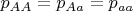 $p_{AA}=p_{Aa}=p_{aa}$