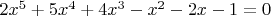 $2x^5+5x^4+4x^3-x^2-2x-1=0$